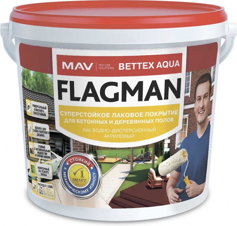 Лак FLAGMAN BETTEX AQUA суперстойкое лаковое покрытие для бетонных и деревянных полов